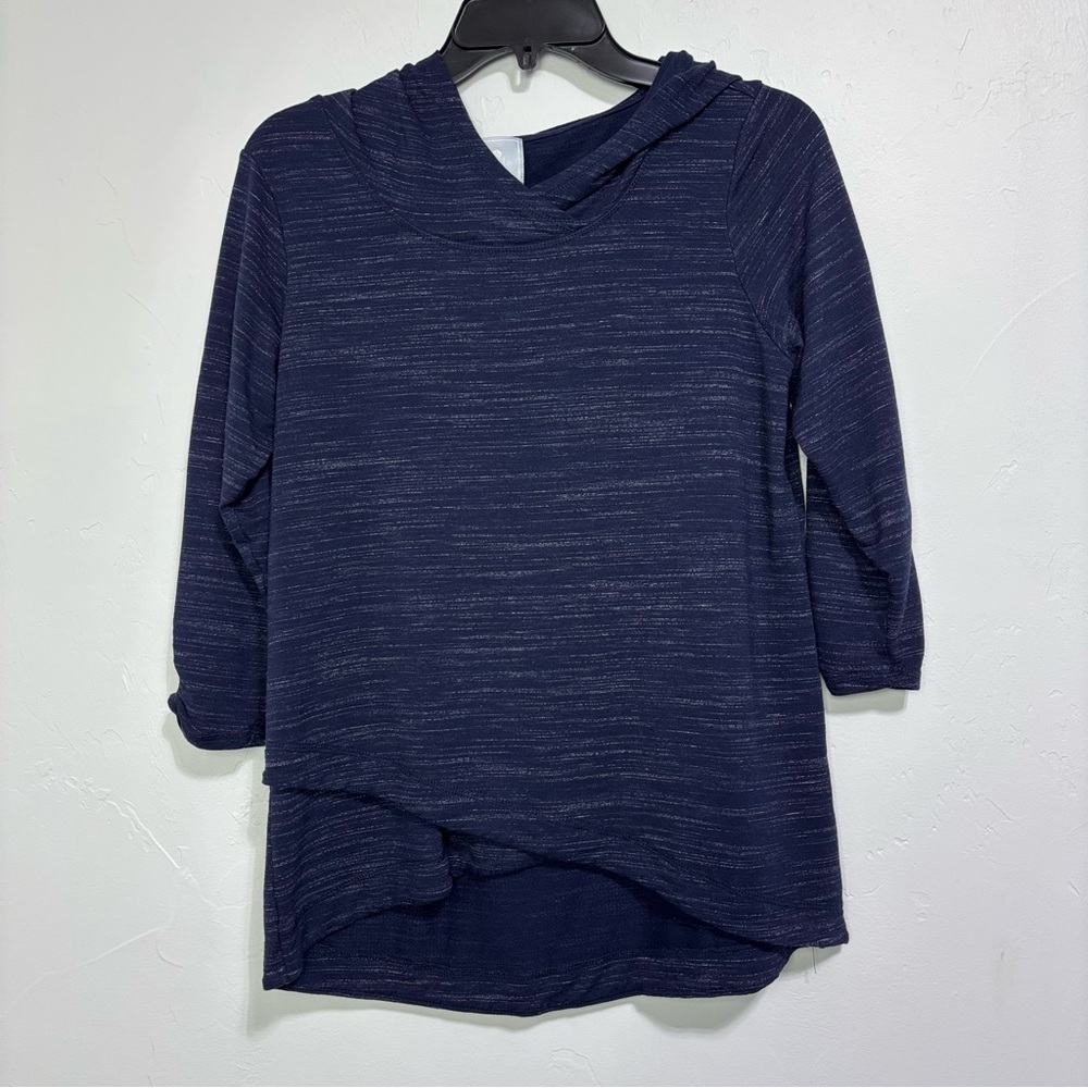 Sunday Navy Blue Women's Top Small Hooded Activewear Comfort Athletic Casual